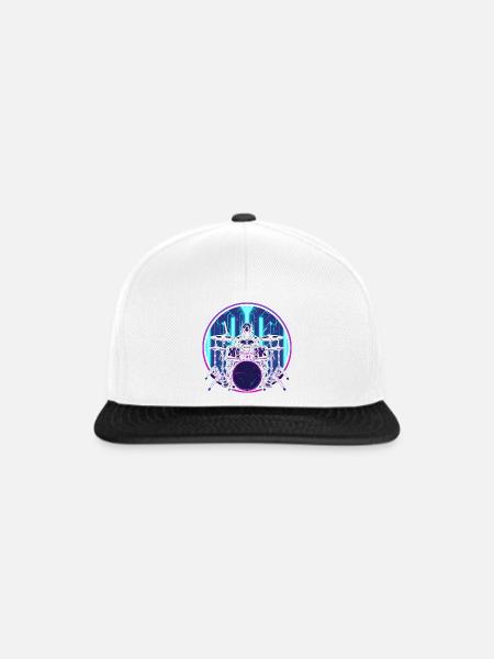 Schlagzeuger Steampunk - Snapback Cap - Weiß/Schwarz