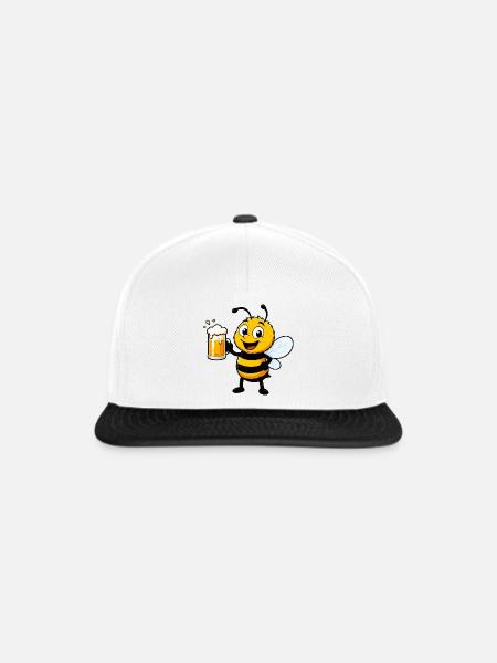 Fröhliche Bierbiene mit Krug - Snapback Cap - Weiß/Schwarz