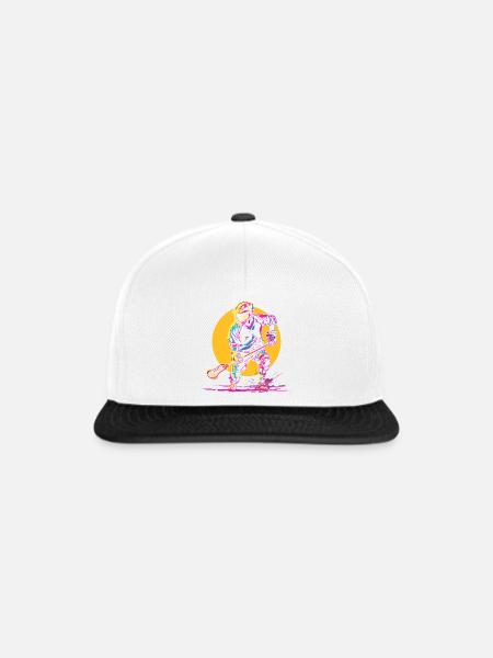 Lacrosse Spieler Synthwave - Snapback Cap - Weiß/Schwarz