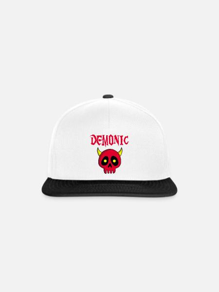 Dämonenschädel-Manga - Snapback Cap - Weiß/Schwarz