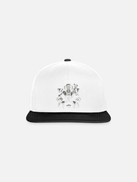 Mafioso Monkey raucht Zigarre - Snapback Cap - Weiß/Schwarz