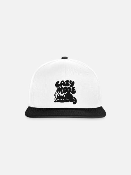 Lazy Mode – Schlafende Katze - Snapback Cap - Weiß/Schwarz