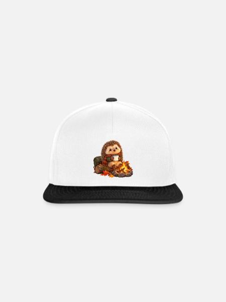 Igel am Lagerfeuer - Snapback Cap - Weiß/Schwarz