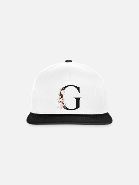 G Buchstabe Monogram Floral - Snapback Cap - Weiß/Schwarz