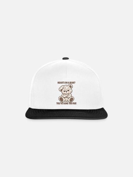 Grummeliger Bär mit Herzen - Snapback Cap - Weiß/Schwarz