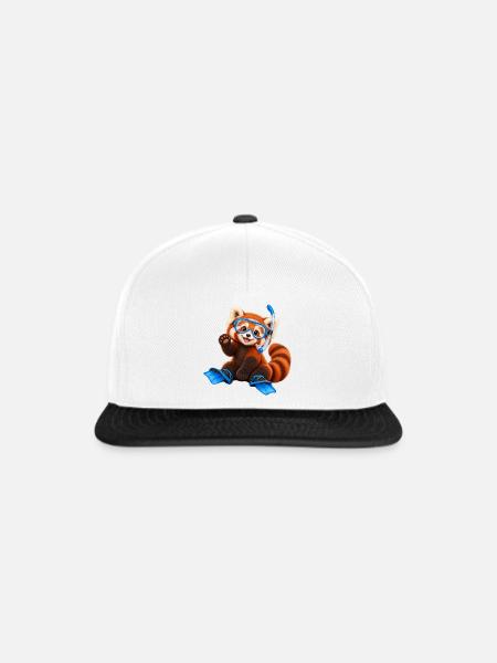 Tauchender Red Panda - Snapback Cap - Weiß/Schwarz