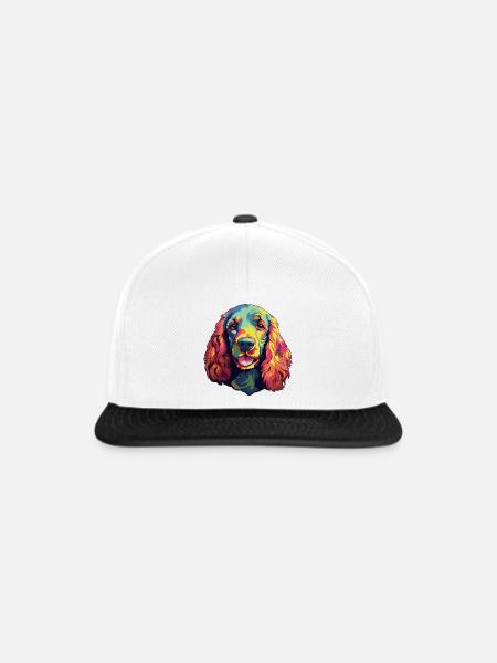 Pop Art Regenbogenhund Porträt - Snapback Cap - Weiß/Schwarz