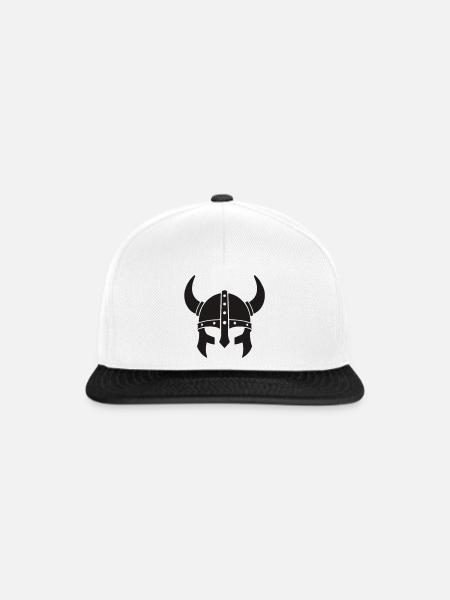 Horned Viking Helmet Silhouette - Snapback Cap - Weiß/Schwarz