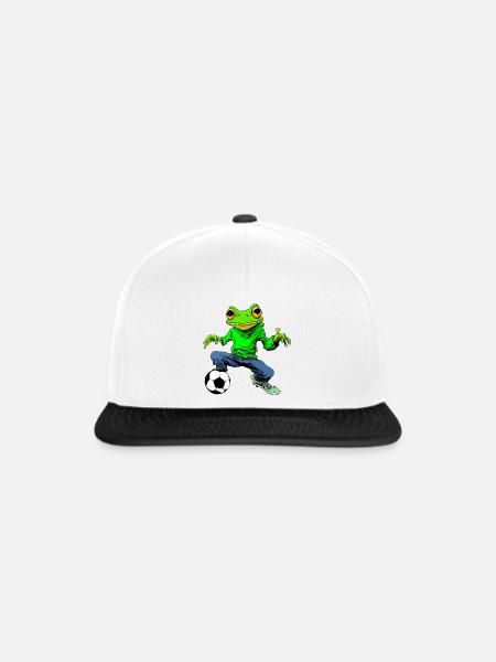 Fussball Frosch - Snapback Cap - Weiß/Schwarz