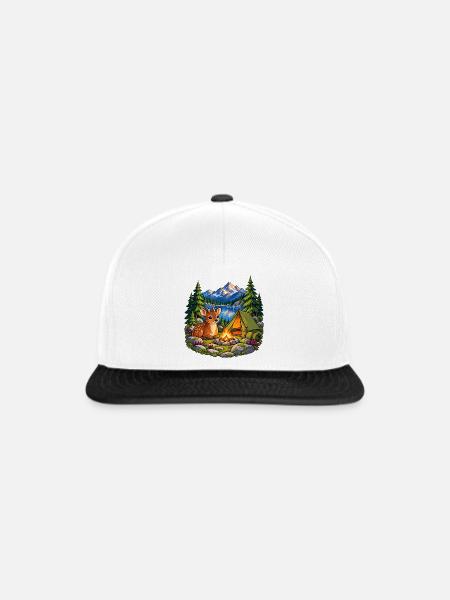 Pudu am Bergsee-Zeltlager - Snapback Cap - Weiß/Schwarz