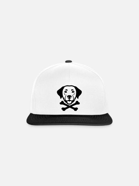 Hundekopf Knochen Logo - Snapback Cap - Weiß/Schwarz