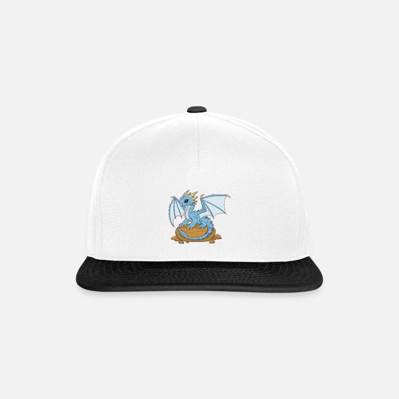Blauer Drache - Snapback Cap - Weiß/Schwarz