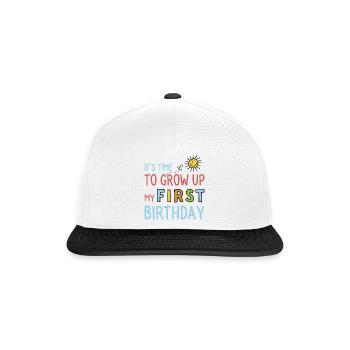 Lustige Sprüche zum ersten Geburtstag - Snapback Cap - Weiß/Schwarz - Vorne