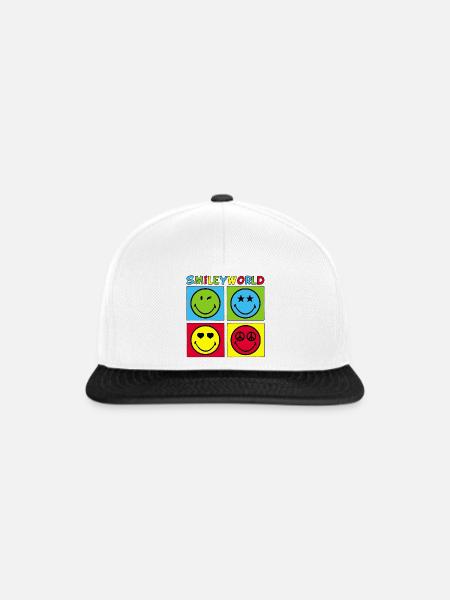 Smileys und vierfarbig - Snapback Cap - Weiß/Schwarz