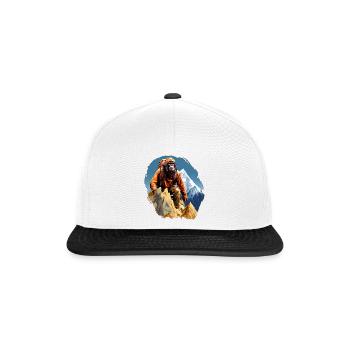 Monkey Mountaineer / Hiking Monkey - Snapback Cap - white/black - Front