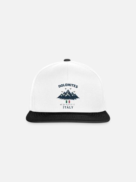 Dolomiten mit italienischer Flagge - Snapback Cap - Weiß/Schwarz