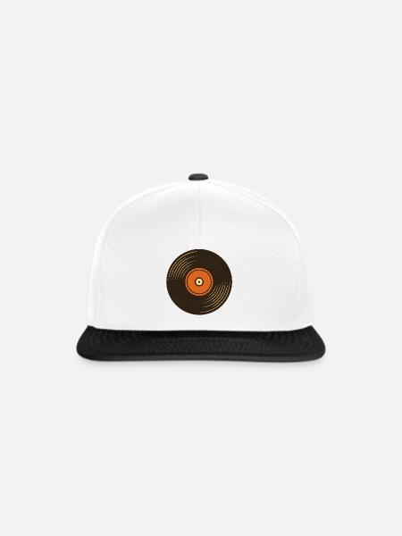 Retro Plattenspieler Design - Snapback Cap - Weiß/Schwarz
