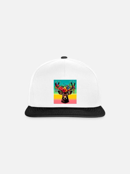 Hirsch - Snapback Cap - Weiß/Schwarz