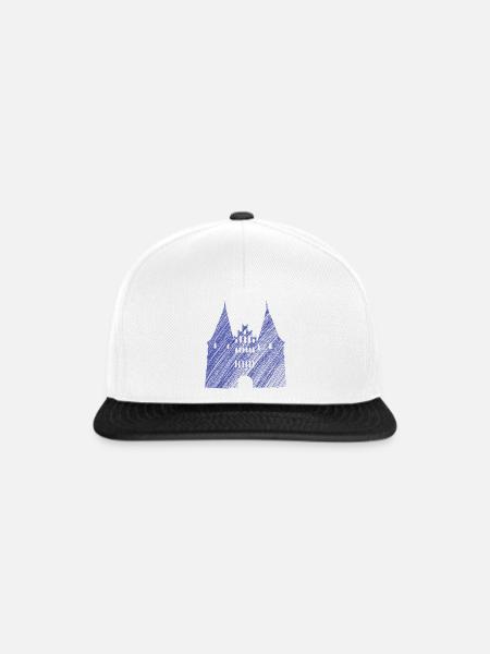 Lübeck Wahrzeichen Blau | Scribble Look - Snapback Cap - Weiß/Schwarz