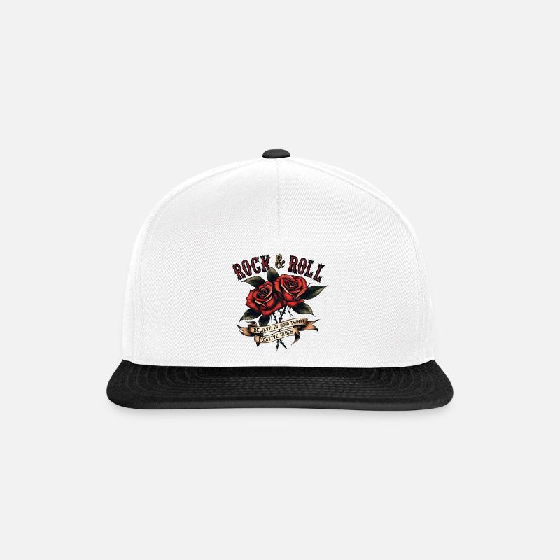Roses Rock and Roll Positive Vibes - Snapback Cap - white/black