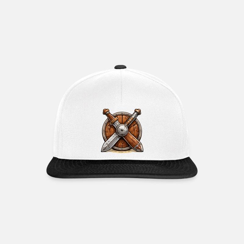 Schild und Schwerter Wikinger - Snapback Cap - Weiß/Schwarz