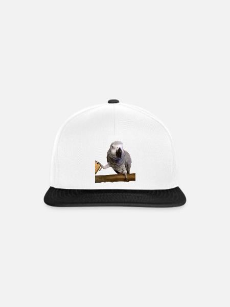 Graupapagei auf Ast - Snapback Cap - Weiß/Schwarz
