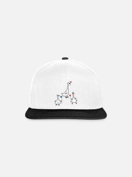 Gänse mit Blume - Snapback Cap - Weiß/Schwarz