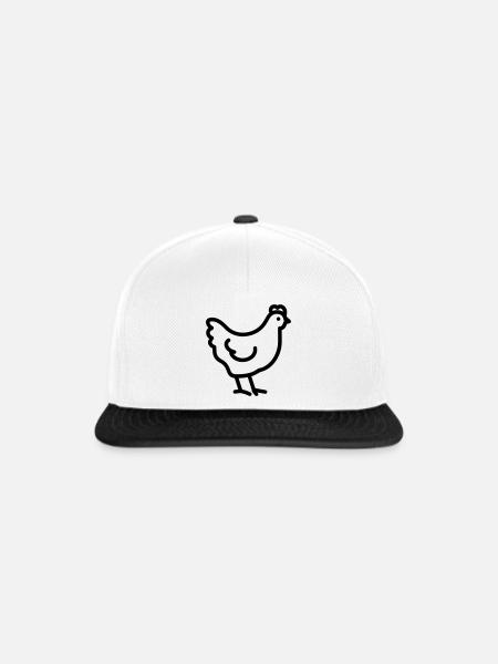 Huhn - Snapback Cap - Weiß/Schwarz
