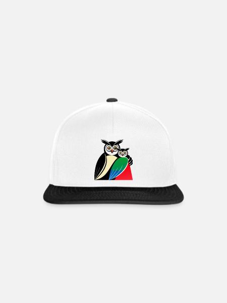Eulen Motiv - Snapback Cap - Weiß/Schwarz