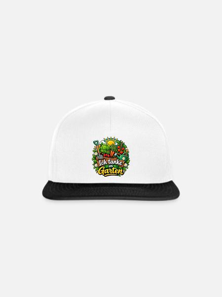 Ich tanke im Garten - Snapback Cap - Weiß/Schwarz