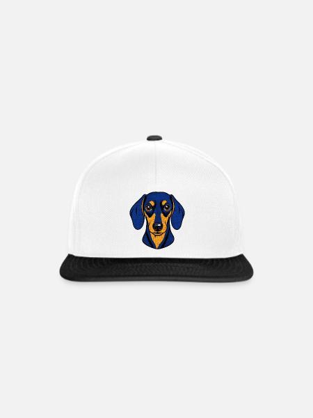 Dackel - Snapback Cap - Weiß/Schwarz