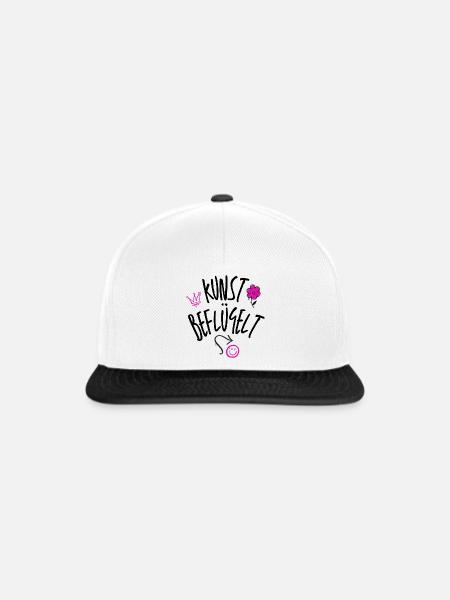 Kunst beflügelt – Pink-schwarzes Graffiti-Motiv - Snapback Cap - Weiß/Schwarz