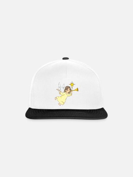 Cartoonish_angel_is_playing_the_flute - Snapback Cap - Weiß/Schwarz