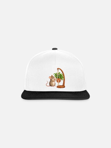 Maus knüpft einen Pflanzenhalter - Snapback Cap - Weiß/Schwarz