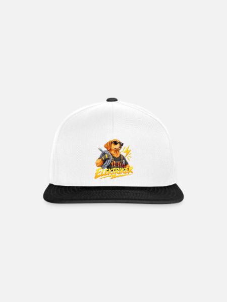 Elektriker Hund Kabelrolle - Snapback Cap - Weiß/Schwarz