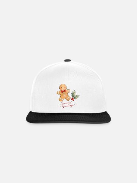 Lebkuchenmann mit Schleife - Snapback Cap - Weiß/Schwarz