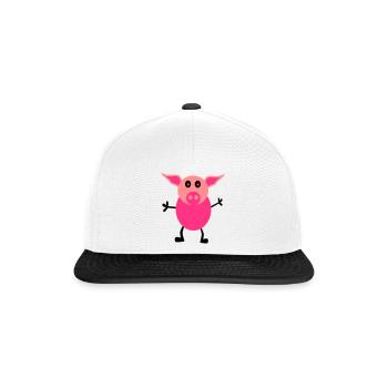 Schweine Männchen - Snapback Cap - Weiß/Schwarz - Vorne