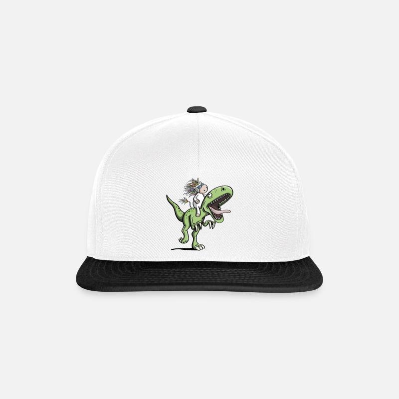 Einhorn reitet einen T-Rex Dinosaurier - Comic - Snapback Cap - Weiß/Schwarz
