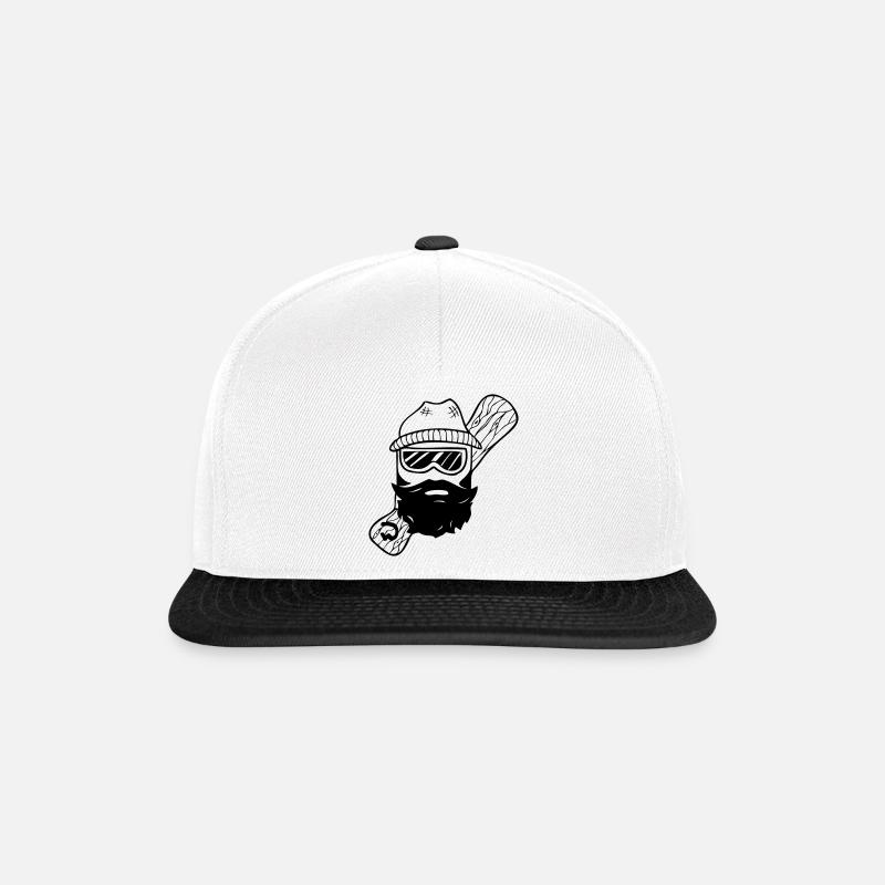 Bärtiger Holz-Boarder - Snapback Cap - Weiß/Schwarz