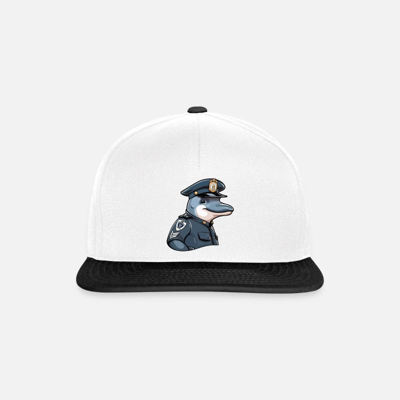 Delfin Polizei - Snapback Cap - Weiß/Schwarz