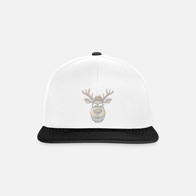 Rentier mit Brille in Wintermütze - Snapback Cap - Weiß/Schwarz