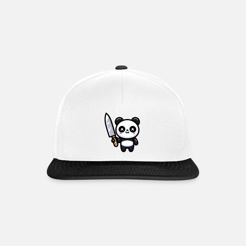 Panda with knife - Snapback Cap - white/black