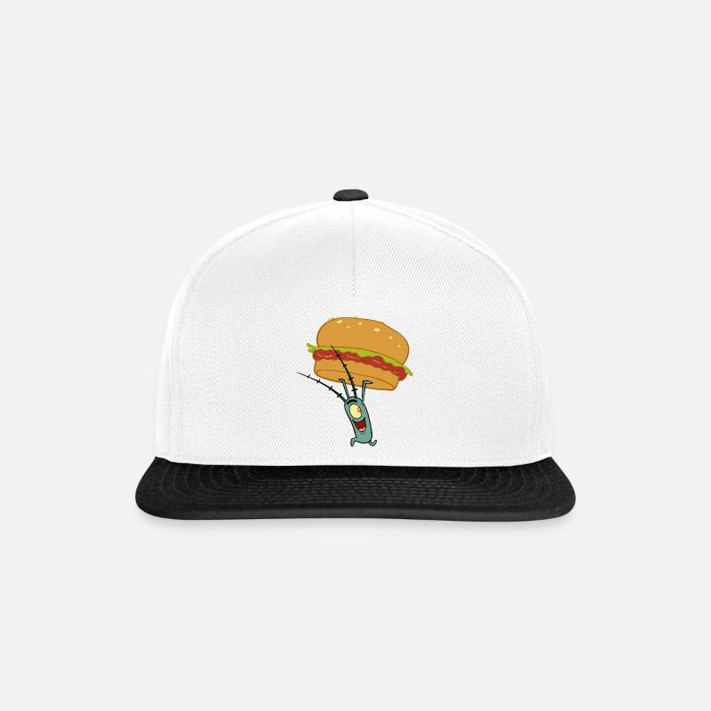 Bob l'Éponge Plankton Tenant Un Hamburger - Casquette snapback - blanc/noir