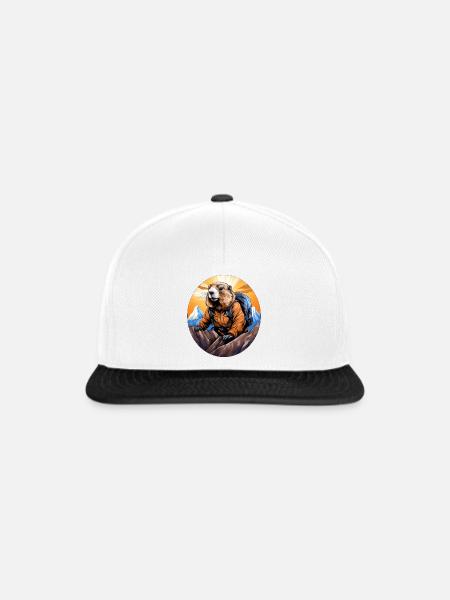 Murmeltier Bergsteiger / Wandern Murmeltiere - Snapback Cap - Weiß/Schwarz