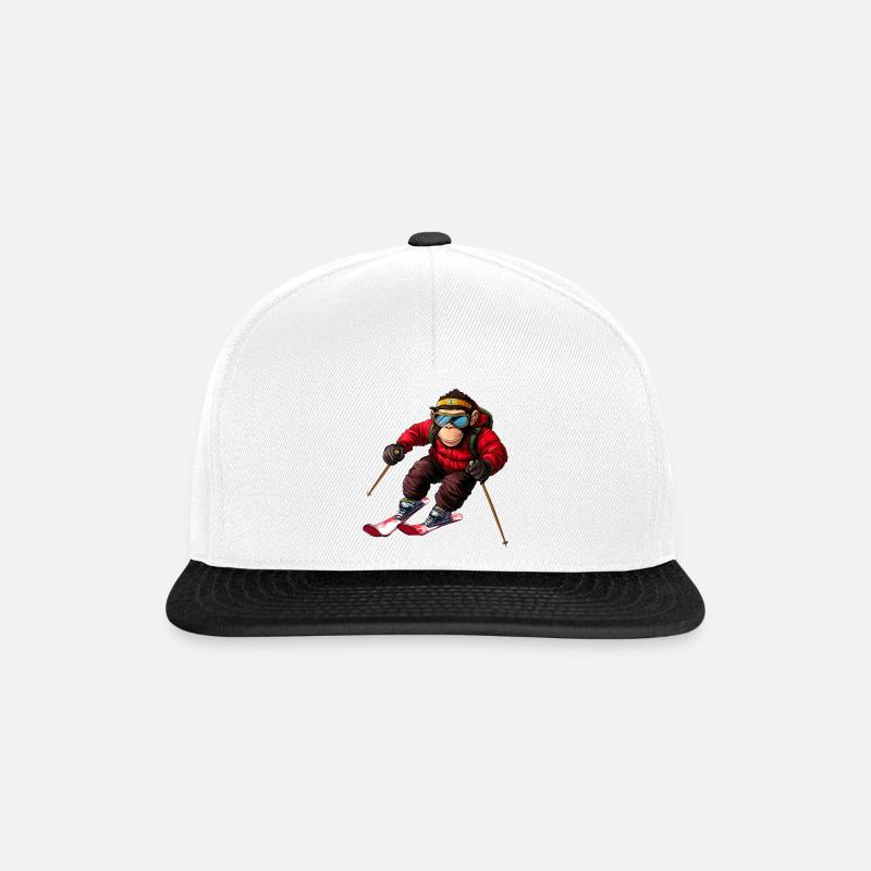 Ski Affe - Snapback Cap - Weiß/Schwarz