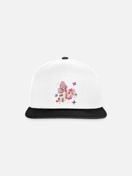 Schmetterlinge - Snapback Cap - Weiß/Schwarz