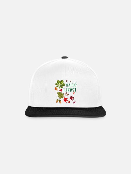 Hallo Herbst Herbstliche Blätter und Eicheln  - Snapback Cap - Weiß/Schwarz