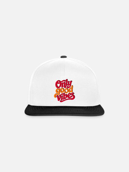 Positive Vibes Hand Lettered Design - Snapback Cap - Weiß/Schwarz