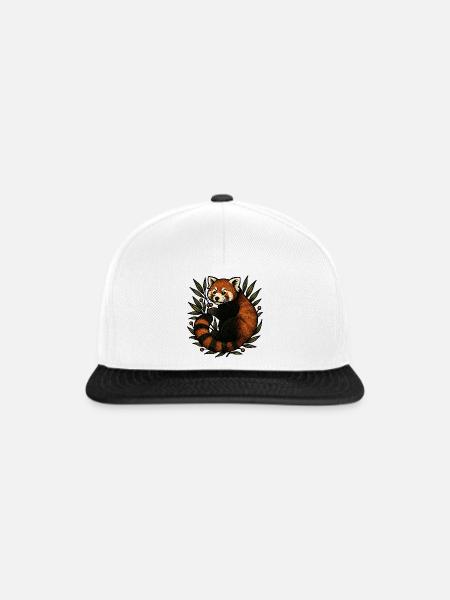 Roter Panda im Blattwerk - Snapback Cap - Weiß/Schwarz