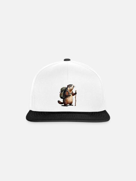 Murmeltierwanderer auf Wanderung - Snapback Cap - Weiß/Schwarz